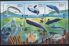 [80.230] Turks & Caicos : Wieloryby - Dobry bardzo drobny arkusz MNH
