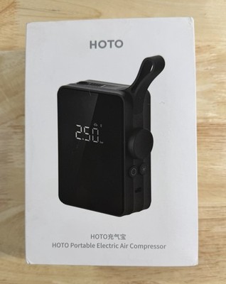 HOTO Portable Electric Air Compressor, Black w/ Air Hose & Charging Cable