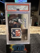 2018 Sam Darnold PLAYER WORN NFL SHIELD 1/1 RPA (AU, MEM, RC) SEAHAWKS SUPERBOWL