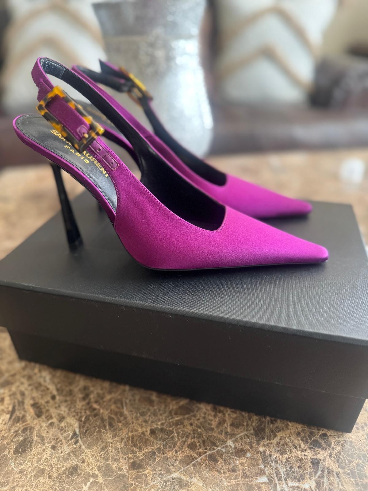 Saint Laurent Sling back heels size 38, RasoReg, Brand New with box, Authentic