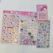 Kawaii Sanrio Sticker Set My Melody Hello Kitty Puffy Glitter Japan 4pcs
