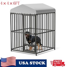 4 4 6FT Large Outdoor Dog Kennel with Waterproof Cover, Dog House w/Feeding Door