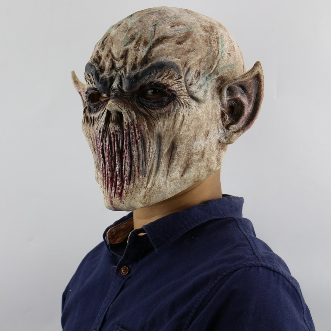 Máscara de terror de miedo sangriento adulto zombi látex disfraz de Halloween cabeza completa juegos con disfraces