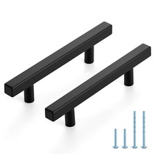 30 Pack 33/4 Inch Matte Black Square Cabinet Handles Stainless Steel
