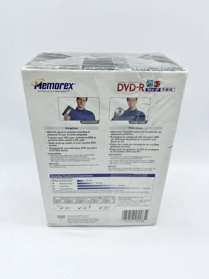MEMOREX DVD-R 5 Pack Recordable Blank Discs 120Min/4.7GB 2004 - Image 2 of 4