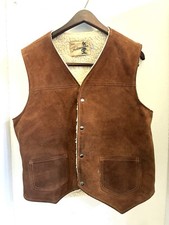 Sears Fieldmaster 70s Vintage Tan White Suede Leather Sherpa Lined Vest Medium