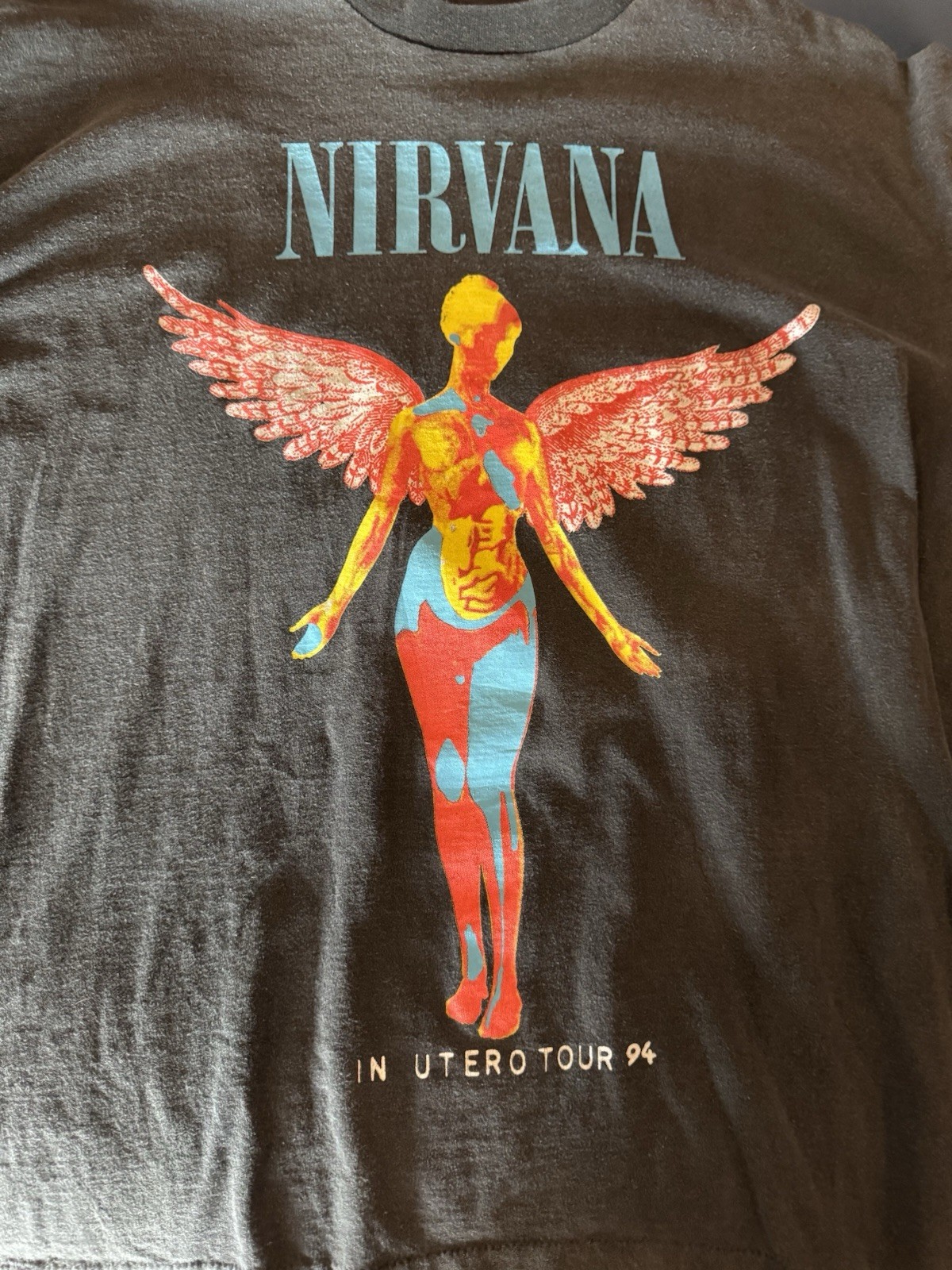 Nirvana in Utero Euro Tour T-Shirt Vintage Reprint, Size XL Single