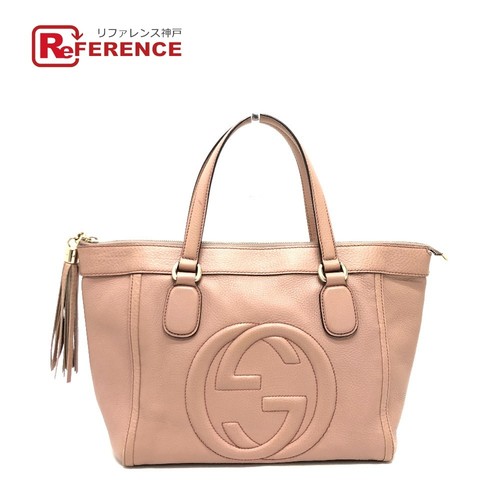 Gucci Soho Interlocking G Fringe Handbag Pink Beige Leather Women's Used From Ja