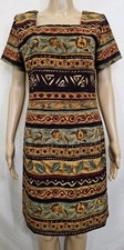 SAG HARBOR Dress Size 10 Fall Color Fringes Shift Short Sleeve Square Neck