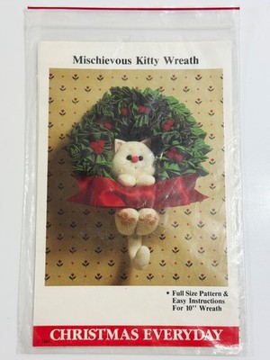 Mischievous Kitty Wreath Doll Pattern Soft Sculpture Kitty Vintage