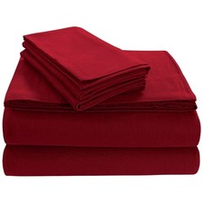 Tribeca Living FLSOEDSS Luxury Solid Flannel Deep Pocket Sheet Set, King, Dar...