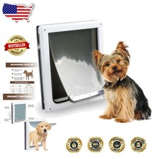 Large Dog Door: 2-Way Lock, Sliding Glass, White Metal Frame, 95lb Limit