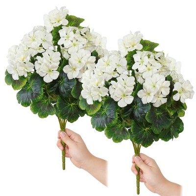 Fake Flowers 2PCS 17.3In Artificial Geraniums for Outdoors Realistic Artifici...