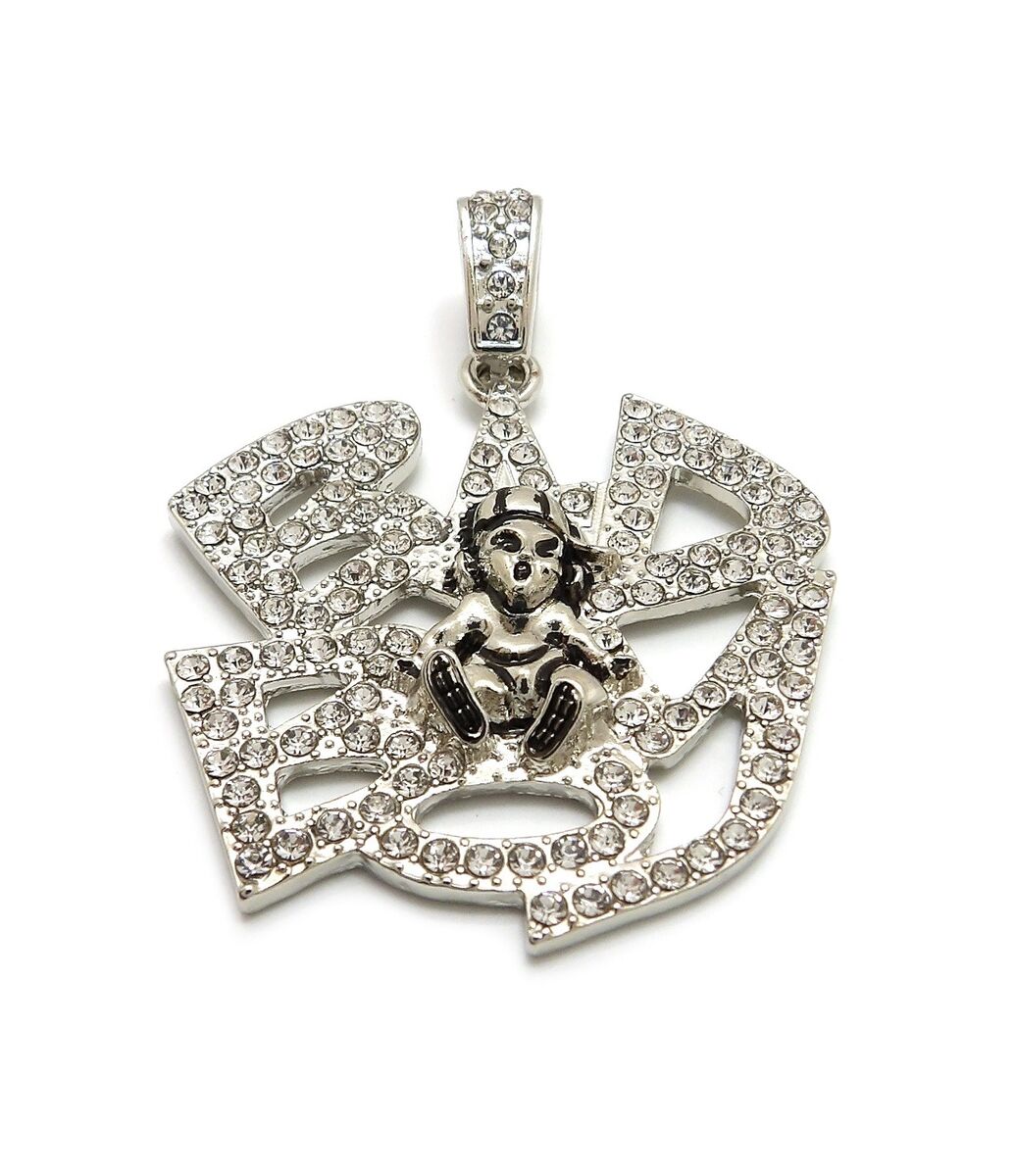 Iced Silver PT BAD BOY Pendant & 24 Iced Silver PT BAD BOY Pendant & 24
