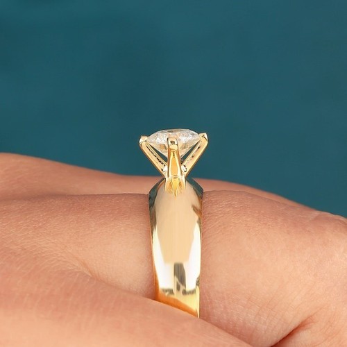 Rundschliff Lab Grown Diamant Damen breiter Ehering Ring 925 Sterling Silber - Bild 6 von 9