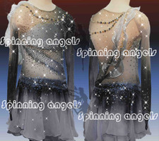 Ice Skating Adult Figure skating Dress Gymnastics Costume grey dyeing black