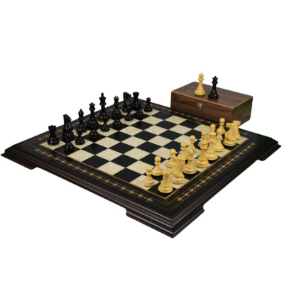 Ebenholz Schachspiel 20 Zoll mit Helena Schachbrett und gewichteter ebonisierter Morphy Pro