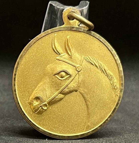 Wunderschönes Pferd Reiter Medaille Design unbenutzt Unifaz Beauty Antik Anhänger - Bild 6 von 6