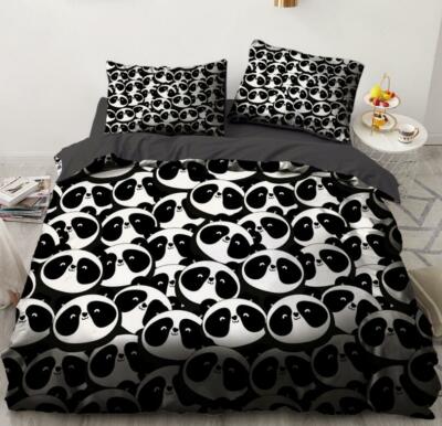 3D Panda Schwarz NAM91779 Bett Kissenbezüge Decke Bettdecke Abdeckung Set Fay