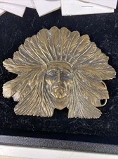 Vintage Bergamot Brass Works Indian Chief Belt Buckle Model D-60 1970's RARE