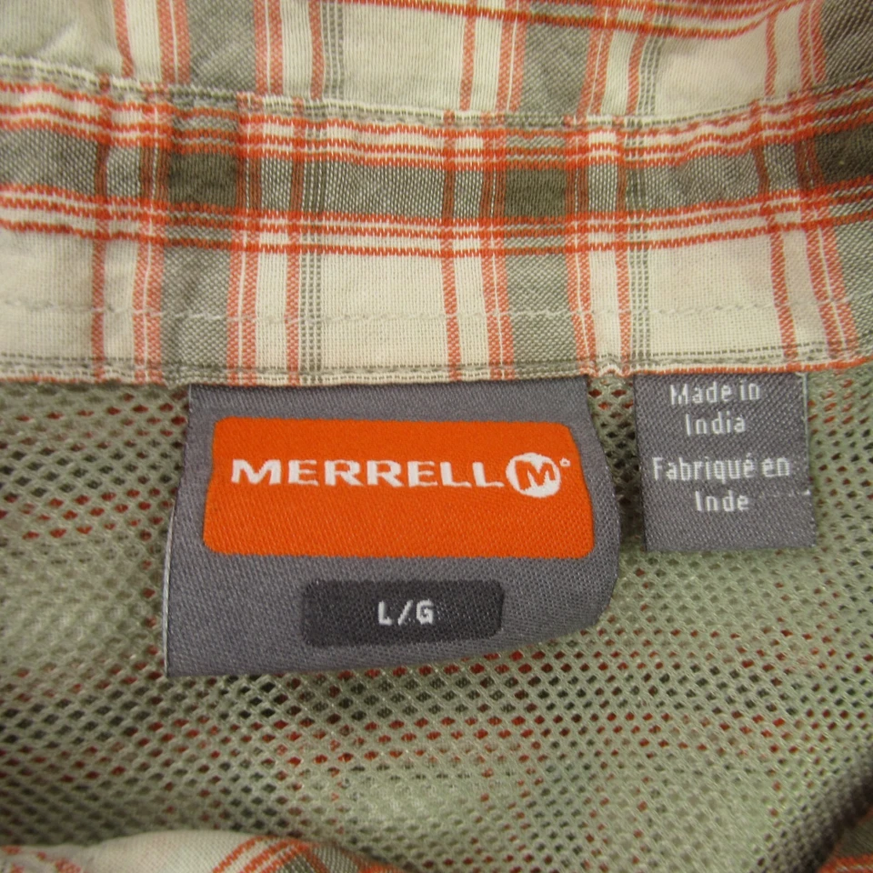 Merrell Shirt Mens Large Short Sleeve Snap Front Plaid Stretch Plaid Pockets - Image 3 of 4