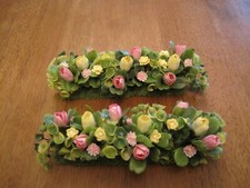 2 Handmade Flower Filled Garden Bed 1:12 scale dollhouse miniature landscaping/