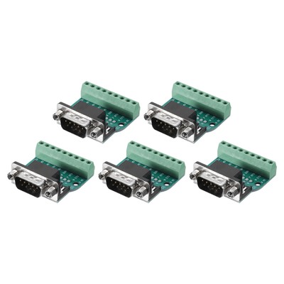 D-sub Connector DB9 Male Socket 9-pin Male Serial Port Terminal Pack of 5