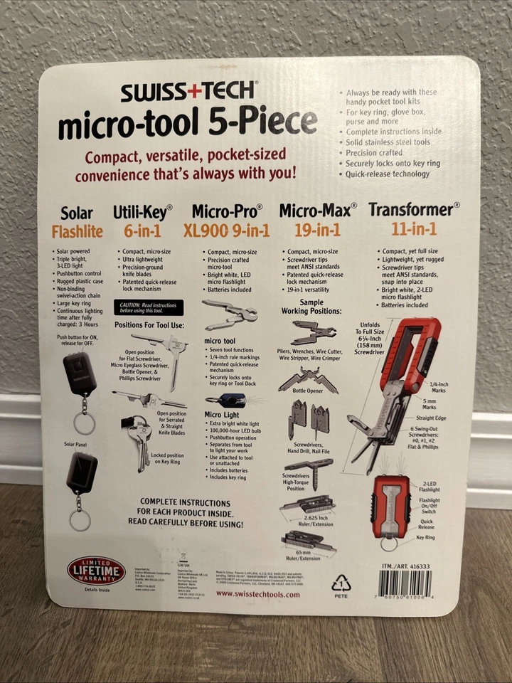 Swiss Tech Micro Herramienta 5 Piezas EDC Llavero Utilitario Cuchillo y Alicate Juego, Nuevo MIRAR Foto 2 de 2