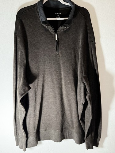 Van Heusen Charcoal Gray 1/4 Zip Up Mock Neck Pullover Sweater Sz 4XL