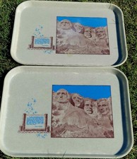 2 Rare Vtg Mount RUSHMORE Cafeteria Trays Retired National Monument Cafe Diner