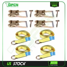 12x Wheel Lift Strap Lasso Straps Ratchet J Finger Hook Towing Tie Down US Stock