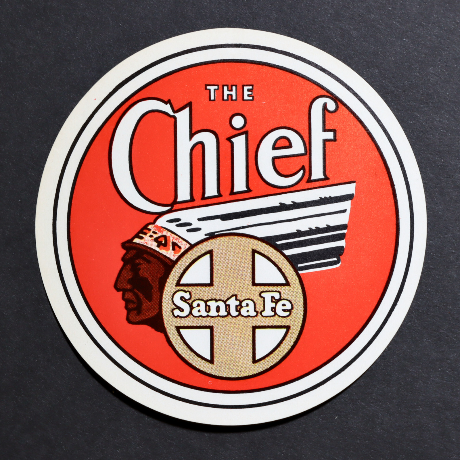 Vintage Santa Fe Railroad Chief Luggage Label - Genuine Collectible Railroadania-image