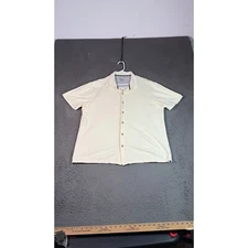 Weatherproof Vintage Cream Button Up Shirt Short Sleeve Casual XL