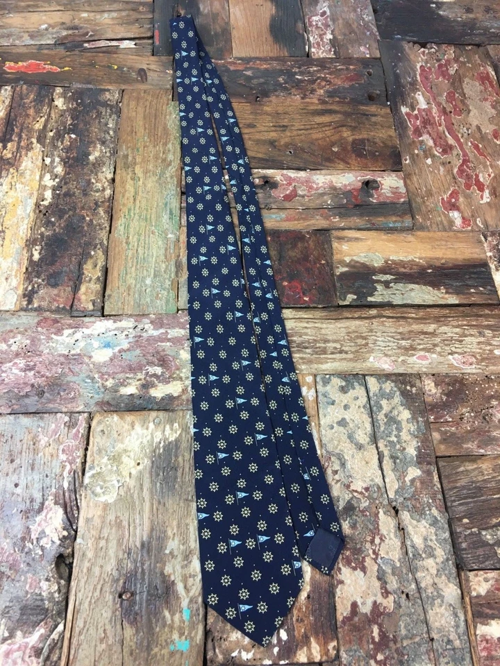 Emilo Pucci 100% Seda Pura Temática Náutica Envíos Casco Corbata Azul Hecho en Italia Para Hombres Foto 2 de 4