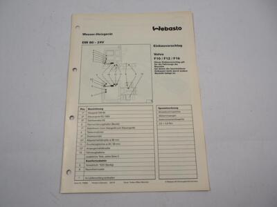 Volvo Truck F10 F12 F16 Installation Manual Webasto DW 80 24V Heater