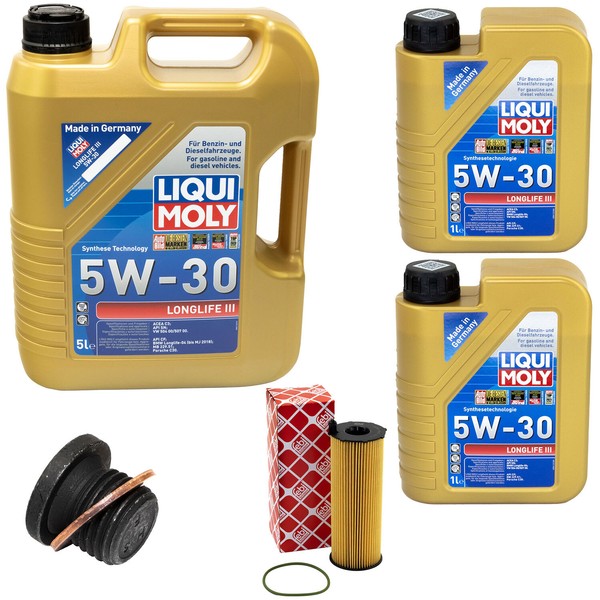 MotoröL Set 5W-30 Liqui Moly 7 Liter + ÖLfilter + Schraube FüR Audi A4 A5 Q5 3.0-image
