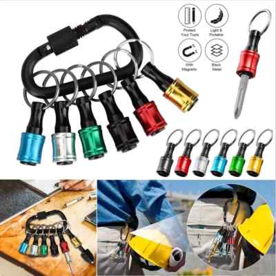 6Pcs 1/4'' Hex Shank Quick Release Keychain Screwdriver Drill Bit Holder Bits Set