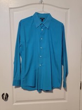 Croft  Barrow Mens Button Up Dress Shirt Size L Blue