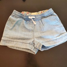 Mini Boden Girls Size 5y Denim Drawstring Shorts w/Heart Pockets