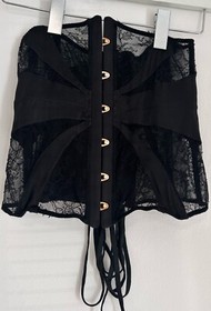 Agent Provocateur Silk Lace Boned Waspie Corset Waist Cincher Black Size AP 4