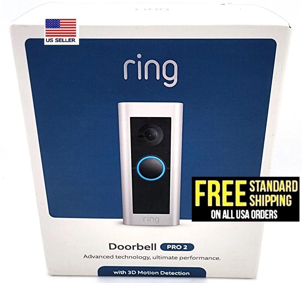 Ring Video Doorbell Pro 2 Hardwired 1536p HD 3D Motion Detection Night