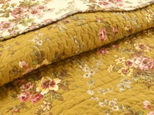 NEW!~ SHABBY CHIC FRENCH COUNTRY PINK RED GREEN LEAF BROWN YELLOW ROSE QUILT SET