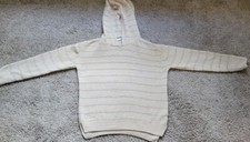 Dkny Girls Creame  Gold Hodded Long Sleeves Sweater SZ 7-8 