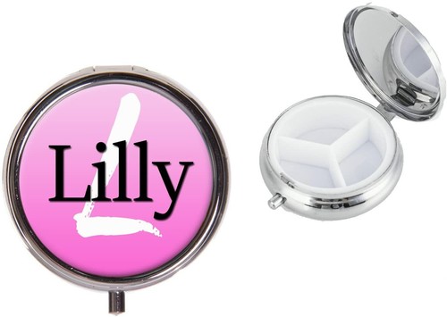 Personalised Any Name Metal Round Travel Pill Box Vacation Birthday Gift X52