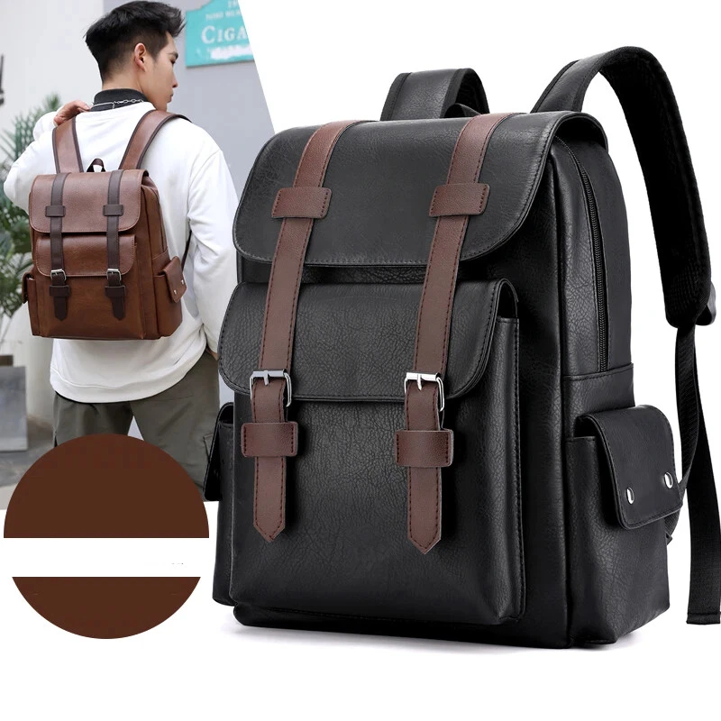 Mochila masculina de couro grande capacidade lazer viagem laptop mochila - Imagem 2 de 4