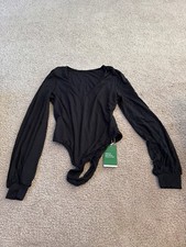 NWT NEW Halara Thong Longsleeve leotard Bodysuit Black Size Large New w/Tags