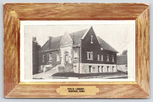 Marengo Iowa~Carnegie Public Library~East Hilton Street~Woodgrain Border~1910 - Picture 1 of 2