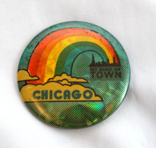 Vintage Chicago My Kind of Town Button Pin Rainbow Holographic Made in USA