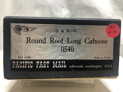 On3 scale Pacific Fast Mail GS 2-2 DRGW Round Roof Long Caboose #0540 Brass