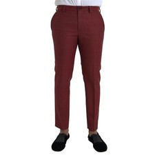 DOLCE & GABBANA Pants Maroon Wool Men Skinny Dress Trouser IT48 / W34/M 1050usd